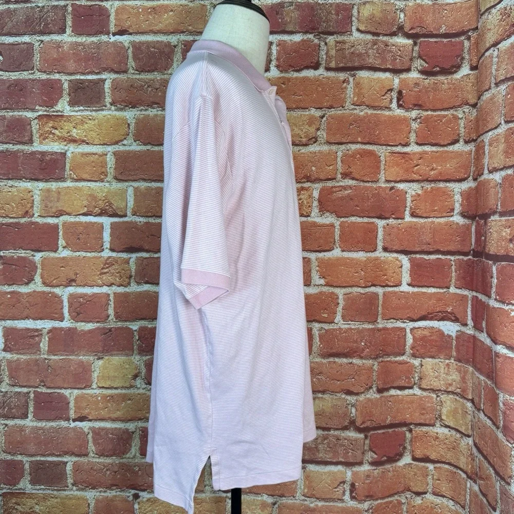 Polo Ralph Lauren Vintage Pink Striped Short Sleeve Polo Shirt Mens XL‎ Preppy
